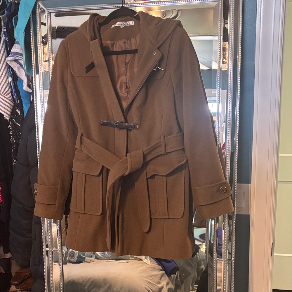 Kenneth Cole Brown Hooded Trench Coat